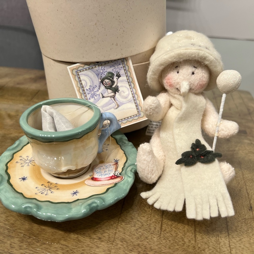 Jack frost Figurine with Teacup and Saucer in box